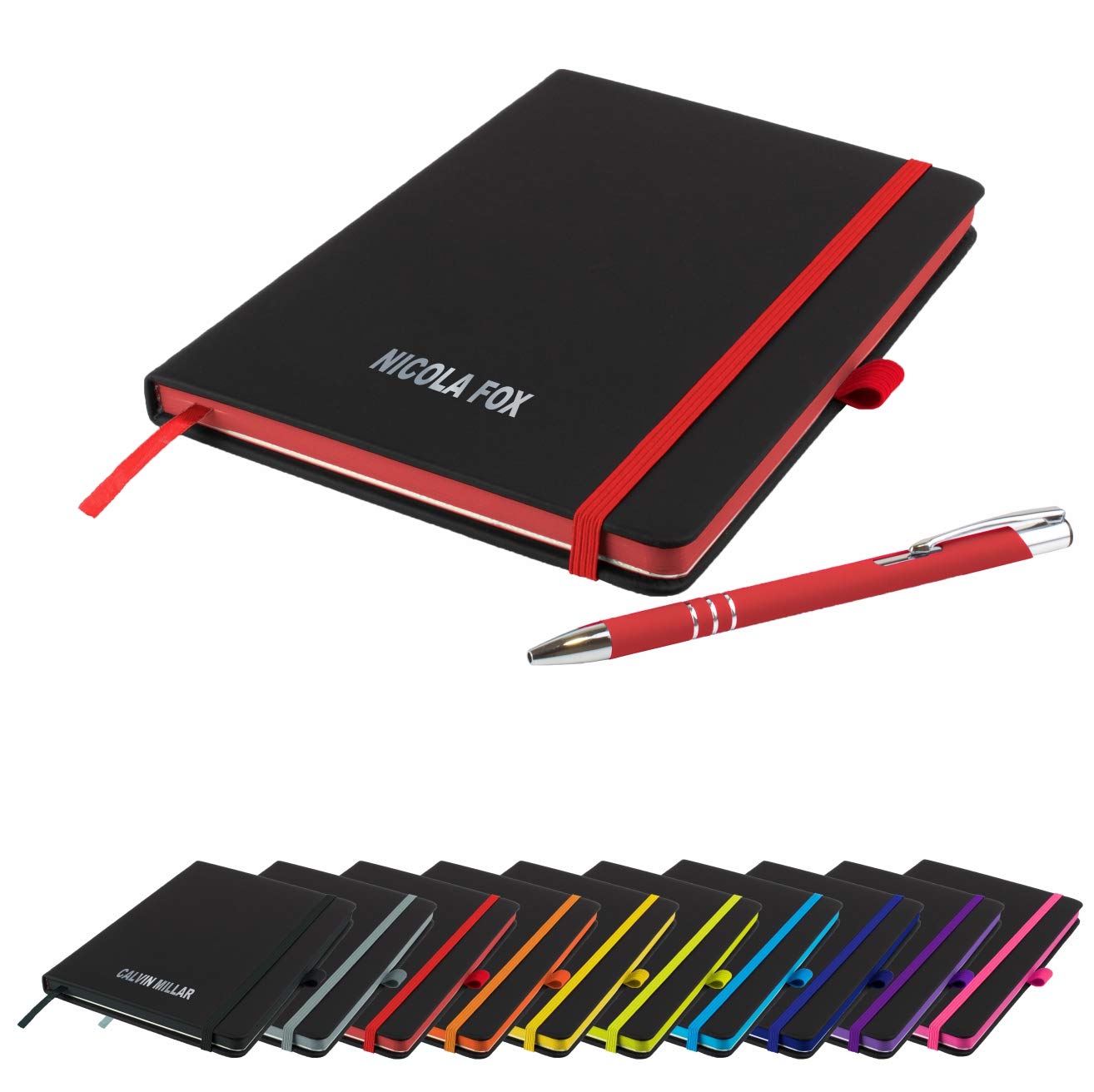 That's My Pencil The Edge - Notebook and Pen/Personalized/Printed with Name Perfect for school or office (Crimson Red)