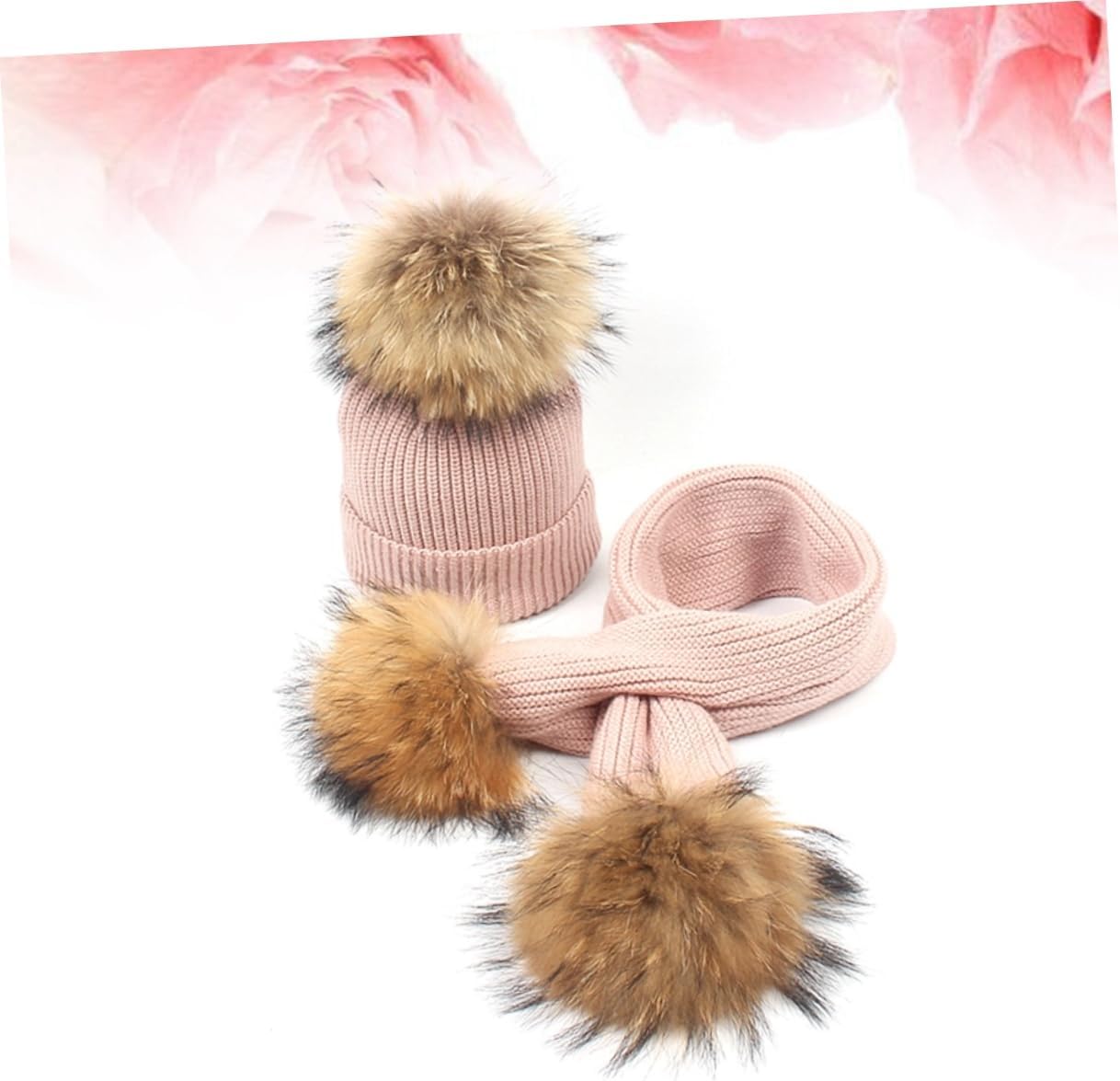 2pcs Girls and Boys Hat and Scarf Set Scorpion Hair Ball Hat and Scarf Boys and Girls
