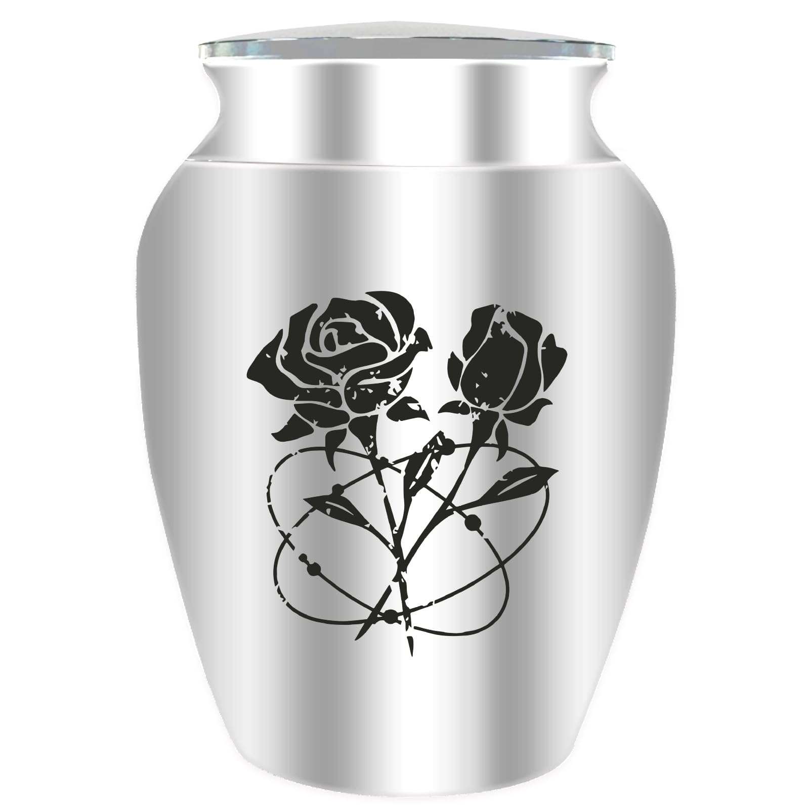 CREATCABIN Small Keepsake Urns Mini Cremation Urn for Human Ashes Silvery Aluminum Sharing Funeral Urn Memorials Ashes Holder Rose Miniature Container for Brother Family Friends Pets 2.6x1.8Inch