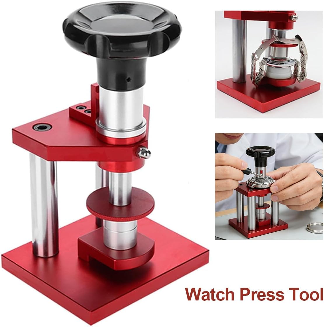 HANYAUKU Watch Press, Watch Back Case Cover Press Tool with 20 Dies Set, Watch Repair Tools for Watchmaker Repairing