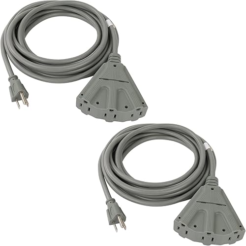 Miniatura 8 de EP Cable de extensión para exteriores de 10 pies con 3 tomas de corriente eléctrica, cable verde duradero SJTW 163 con enchufe a tierra de 3 clavijas