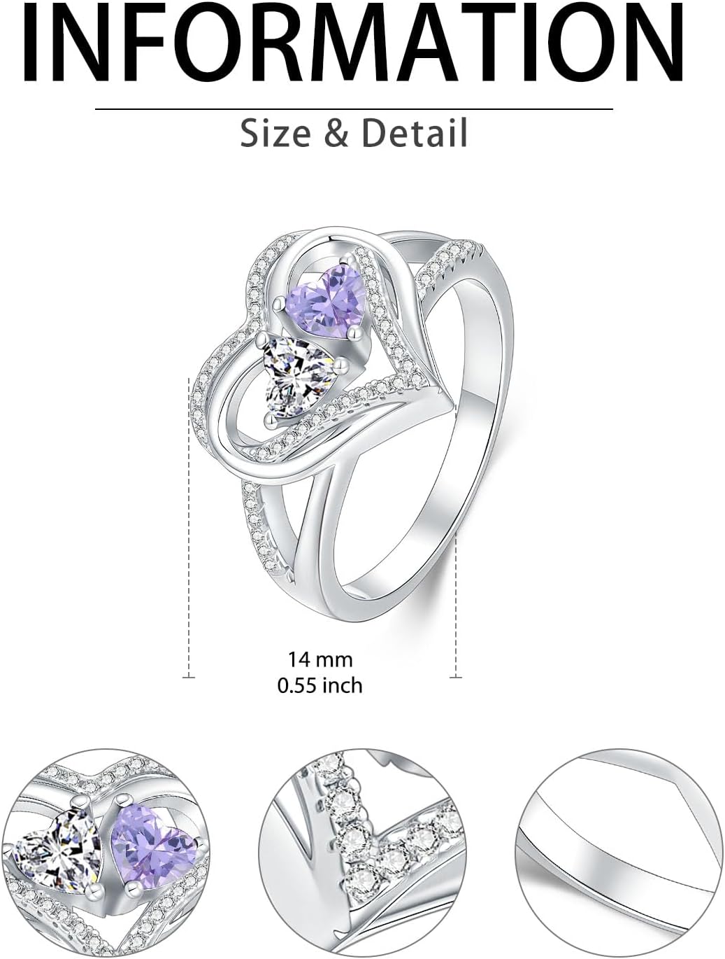 Diamond and Alexandrite Rings April and June Birthstone Branch Statement Promise Band Rings Anniversary Jewelry Bridal Wedding Engagement Eternity Valentine's Mothers Day Birthday Gifts for Women Her Girlfriend - Image 6