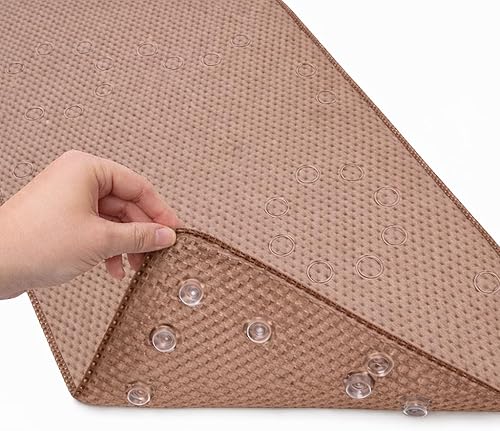 Tapete de regadera antideslizante de lujo, resistente al moho, antibacteriano, BPA, látex, libre de ftalatos, tapete con agujeros de drenaje y Gris