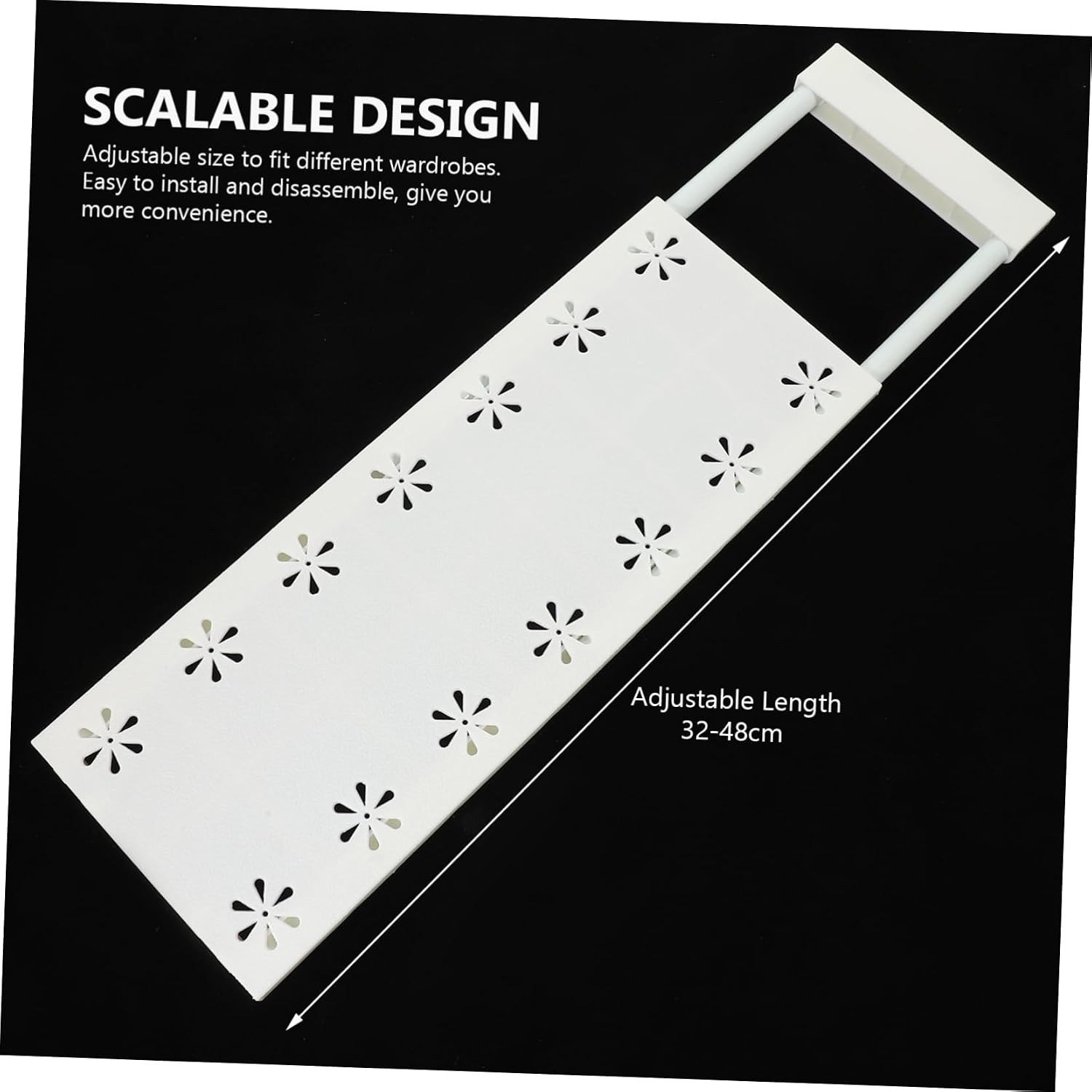 Telescopic Shelf Organization Extendable Organizer Expandable Tension Rod Storage Rack Closet Tension Shelf Shelves Adjustable Wardrobe Shelving White Plastic
