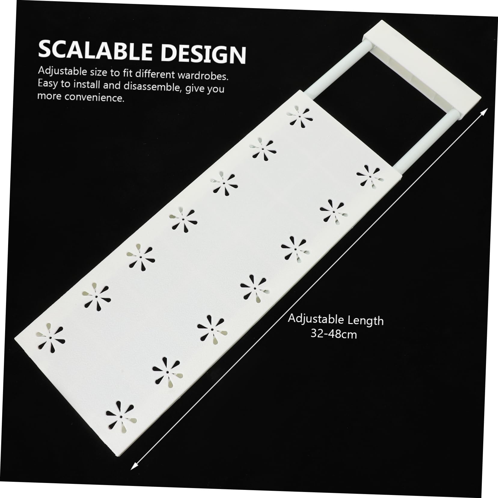 OFFSCH Telescopic Shelf Organization Extendable Organizer Expandable Tension Rod Storage Rack Closet Tension Shelf Shelves Adjustable Wardrobe Shelving White Plastic