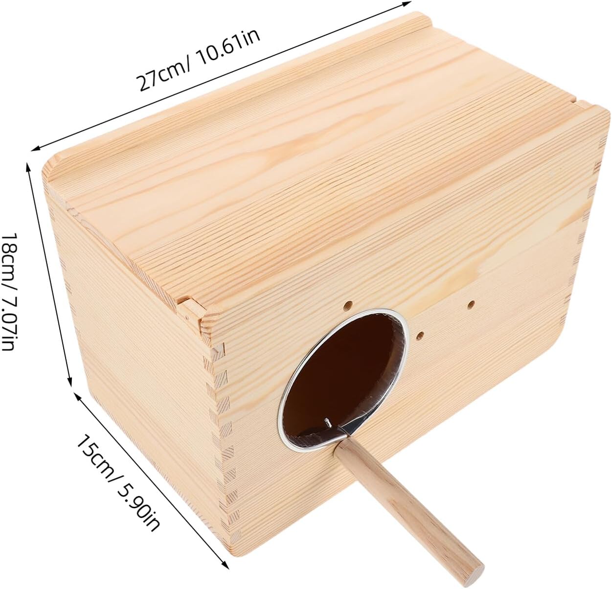 Solid Wood Parrot Breeding Nesting Box with Observation Window, Large Horizontal Insulated Bird Nest for Lovebirds, Cockatiels, Conures – Hanging Cage Mating Box for Small Parrots