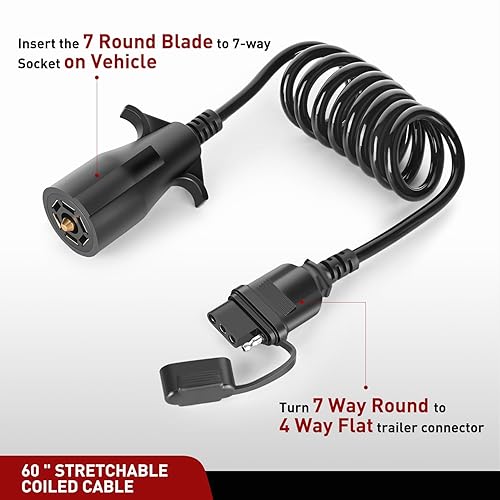 Miniatura 10 de Nilight Conector de extremo de remolque de 4 vías, cable encamisado de 5 pies, resistente 18 AWG 4 pines, enchufe de luz de remolque de cobre puro,