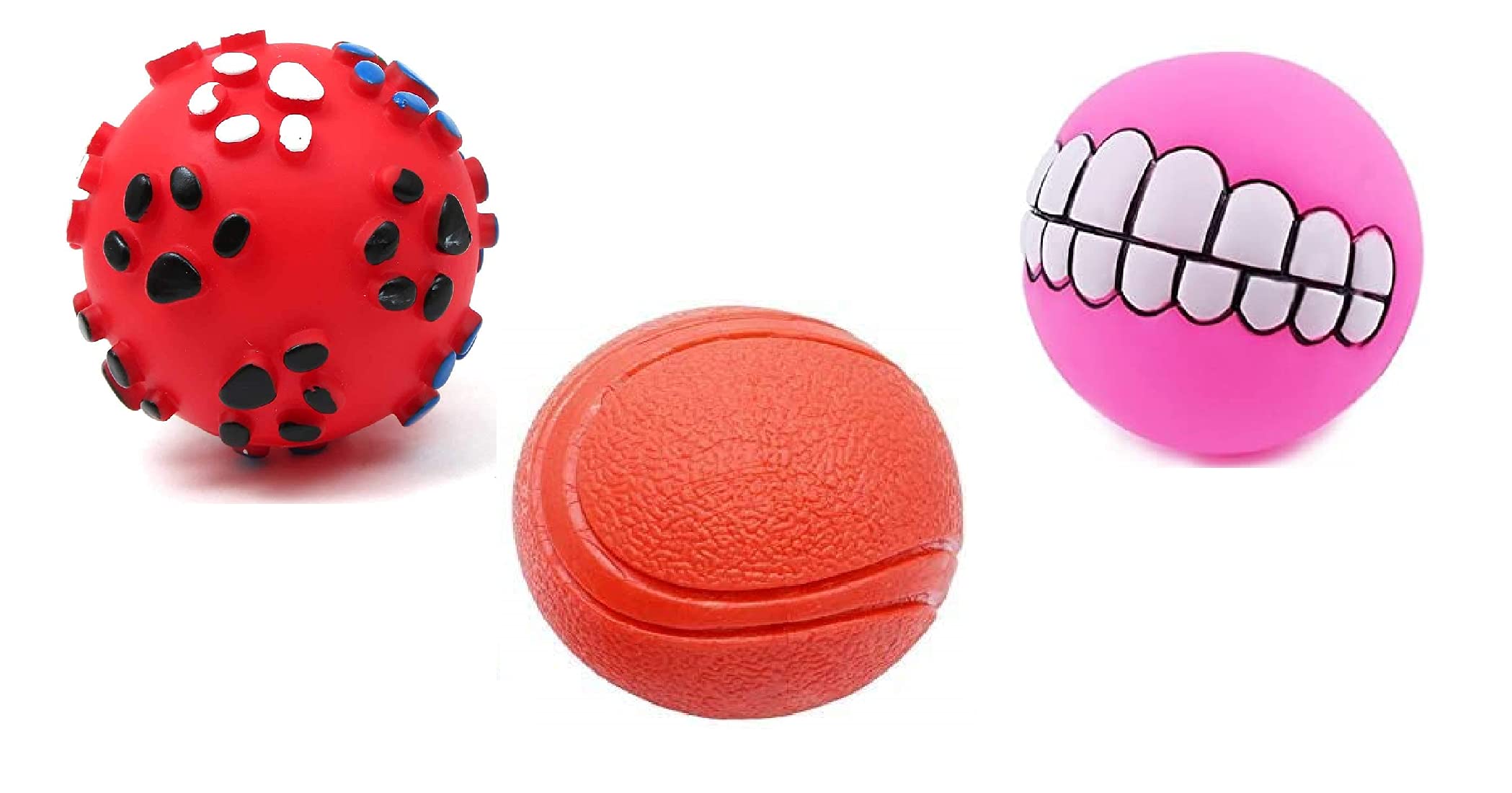 PSK PET MART Dog Ball and Squeaky Toys 3 in 1 Combo for Dogs Puppy Cats (paw Print+Hard Rubber Ball+Funny Teeth Ball (B09GM5Q16X) Amazon Price History, Amazon Price Tracker
