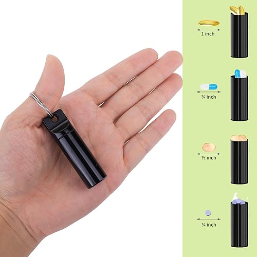 Miniatura 4 de 3 en 1 de aluminio mini pastillero de viaje - 3 compartimentos impermeable organizador de píldoras llavero para medicamentos de emergencia