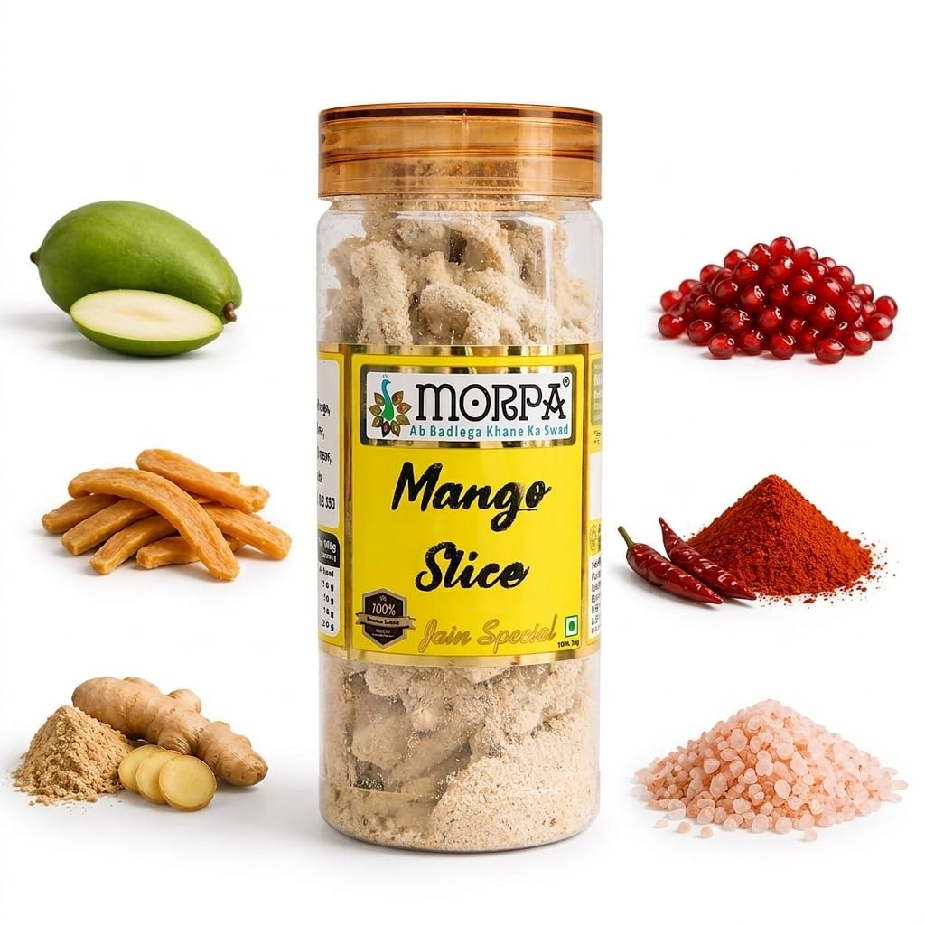 Morpa Mango Slice Aam Papad Sweet and Tangy Mango Candy Traditional Indian Fruit Bar Ready-to-Eat Snack Jain Special 100% Vegetarian
