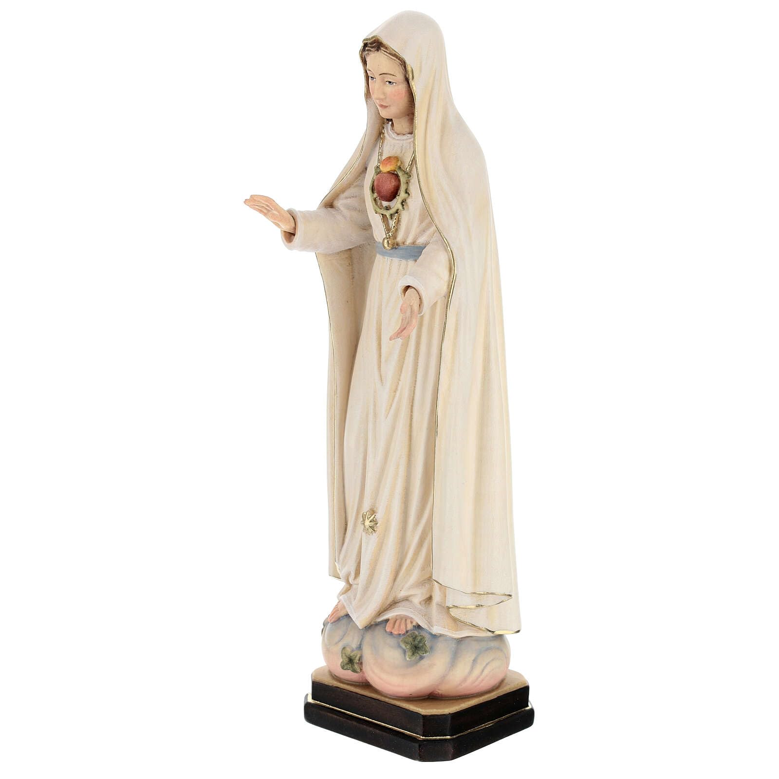 Holyart Statues en Bois Peint: Statue Coeur Immaculé Vierge Marie Peinte Bois Val Gardena, 12 cm (4.73 inc.)