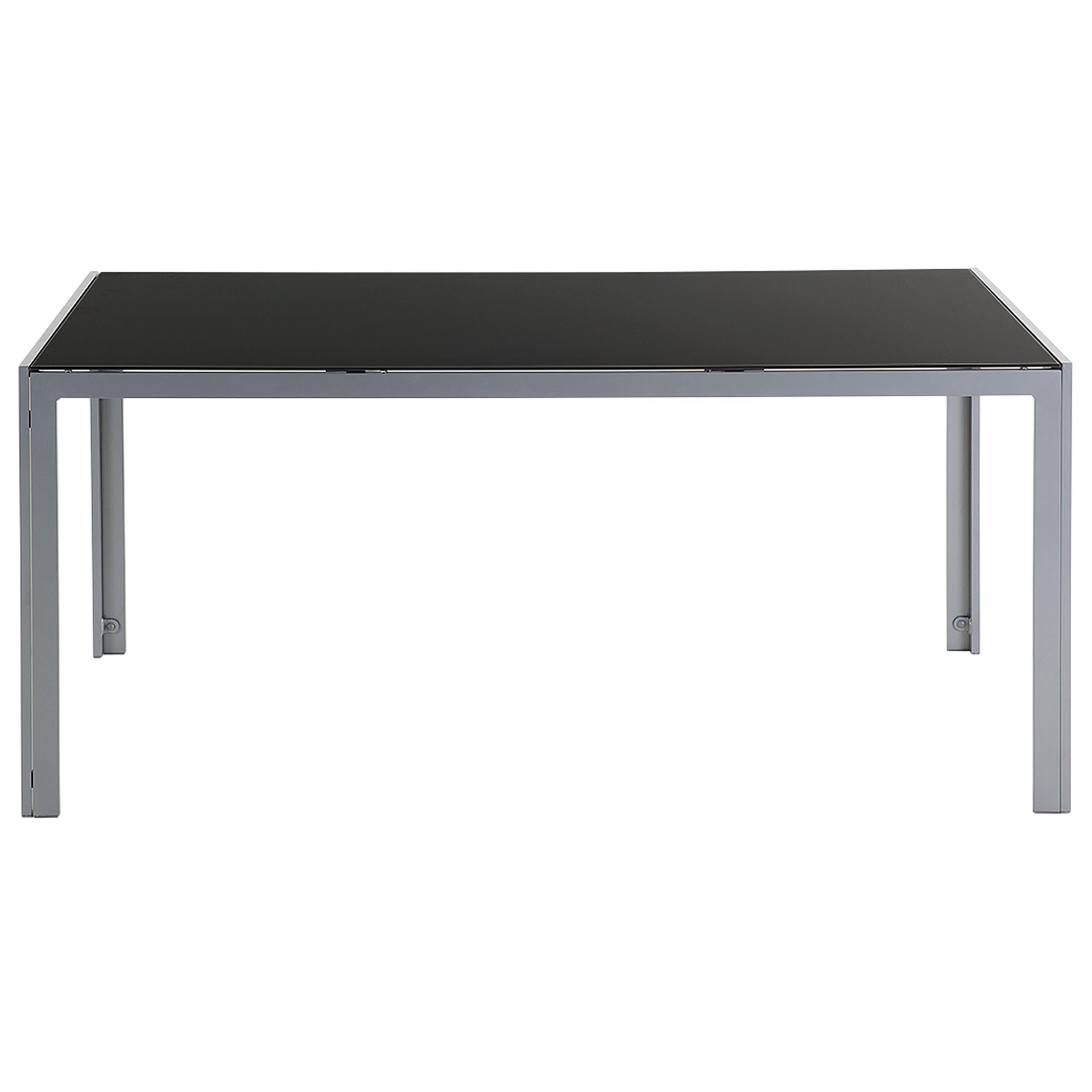 Beliani Gartentisch Esstisch Glas Schwarz für 6 Personen 160x90 cm Aluminium Catania