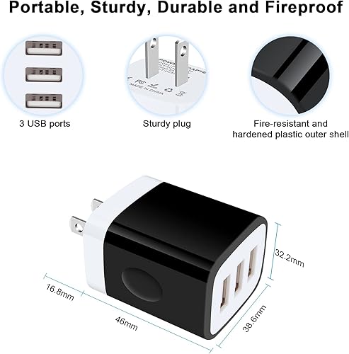 Miniatura 4 de Cargador de pared USB, 18W 3Amp rápido múltiples puertos USB cargador de pared USB enchufe caja cargador bloque compatible iPhone