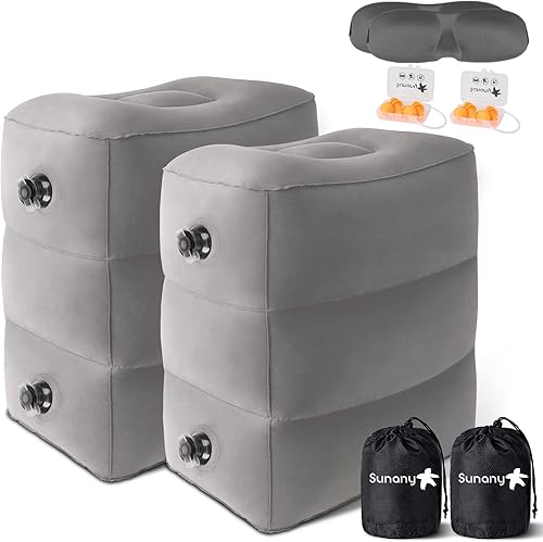 Sunany Almohada inflable de viaje, cama de avión para niños y niños pequeños, altura ajustable, pierna elevadora portátil, trenes, automóviles,