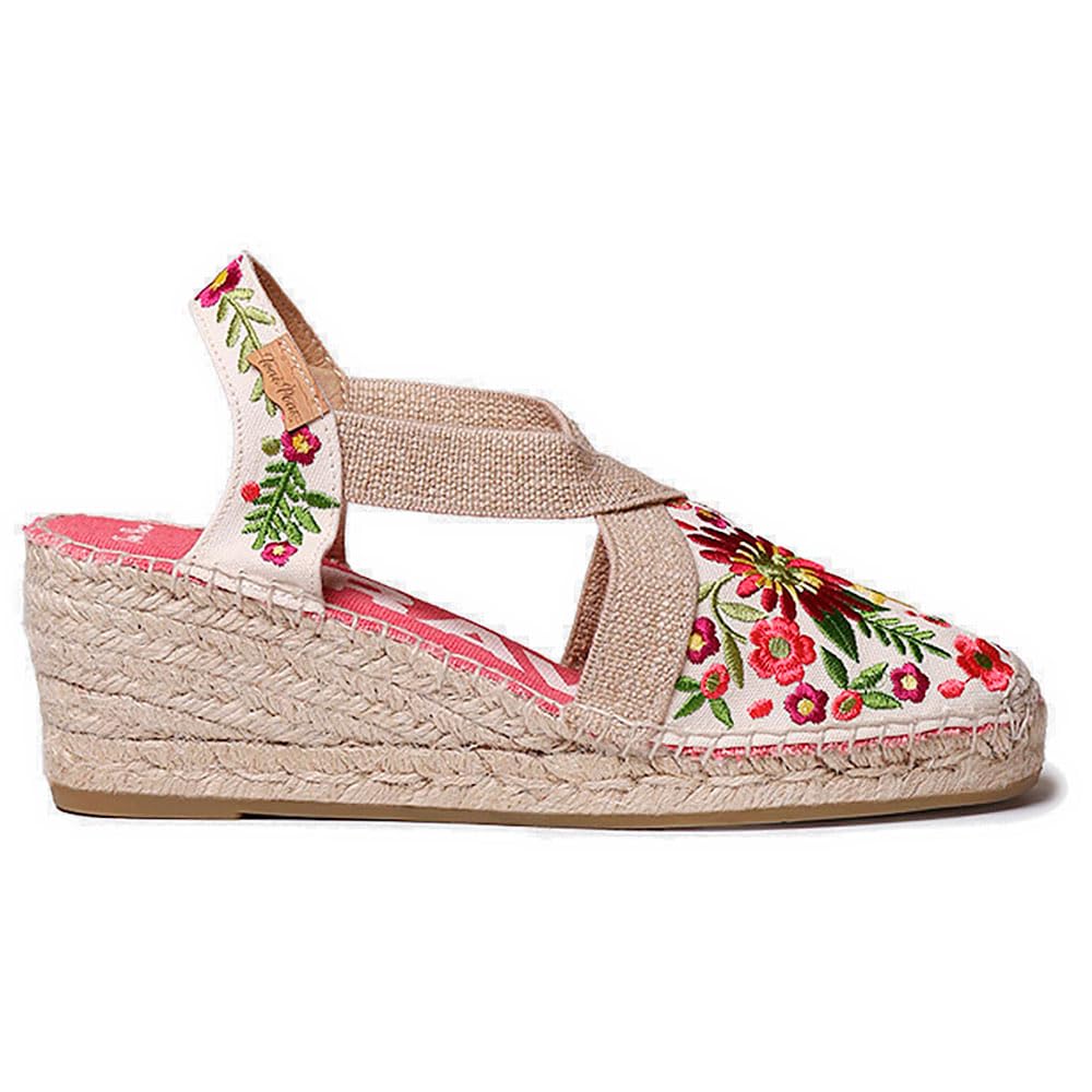 MONTJOI Alpargata de mujer con cuña y bordado multicolor PEONIA 39