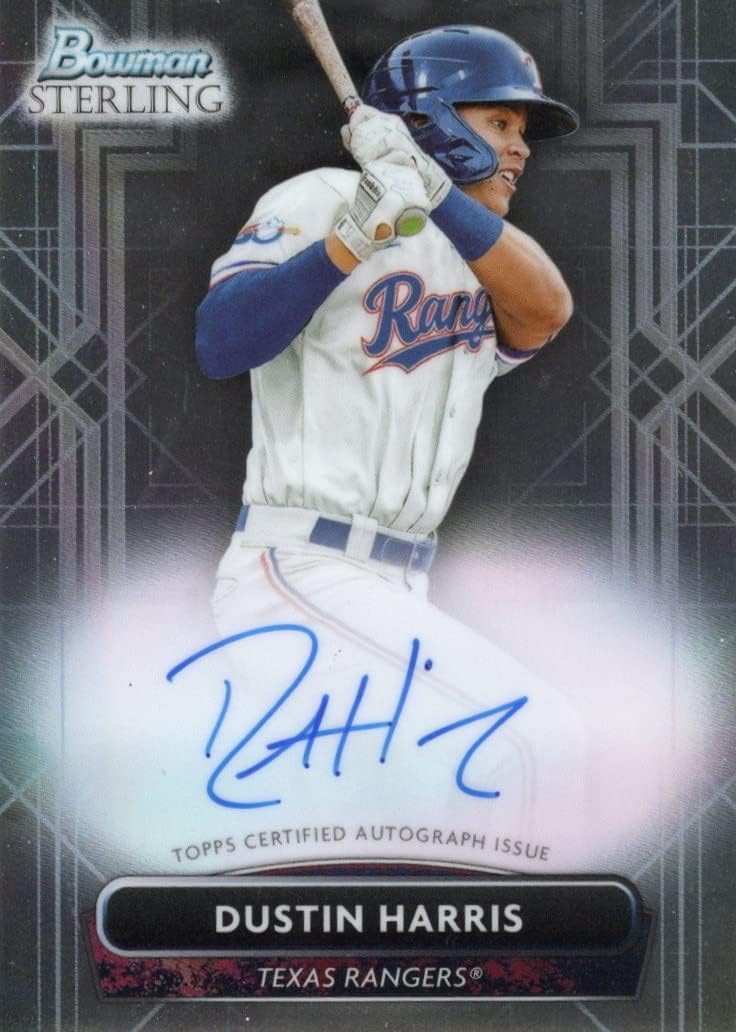 Dustin Harris Autographed Bowman Sterling Collectible Baseball Card - 2022 Bowman Sterling Baseball Card #PA-DH (Rangers)