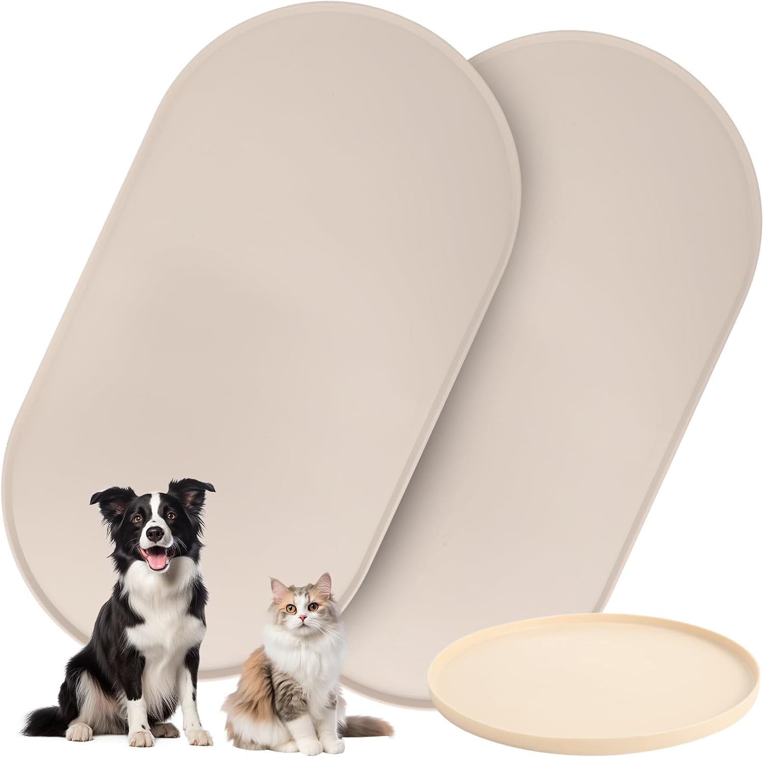 Pack of 3 Dog Cat Bowl Mat Waterproof Silicone Feeding Mat