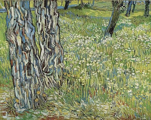 Toile Van Gogh Troncs d'arbres dans l'herbe pour sublimer votre salon moderne
