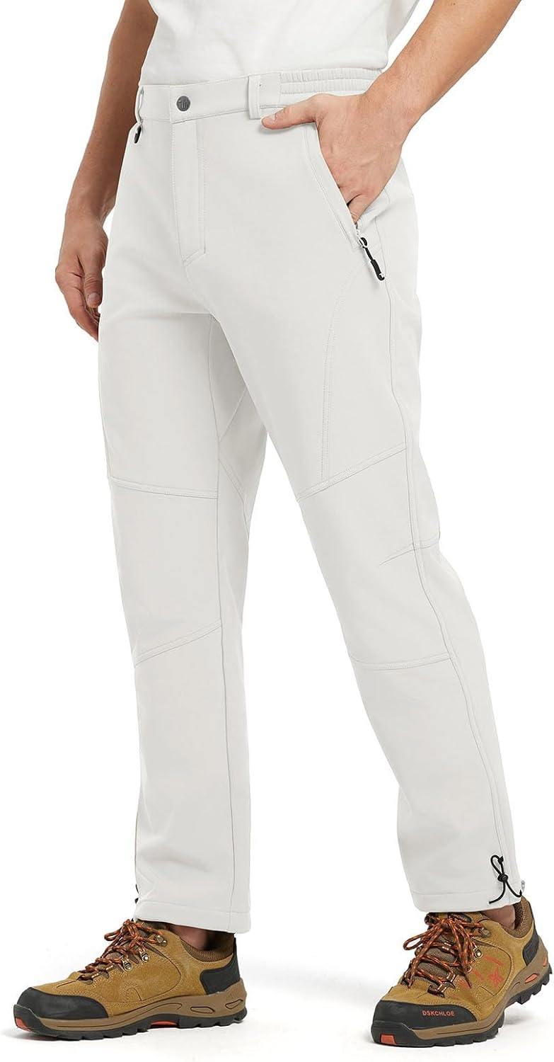 YSENTO Men's Fleece Lined Snow Ski Pants Waterproof Softshell Insulated Winter Cargo Hiking Camping Pants