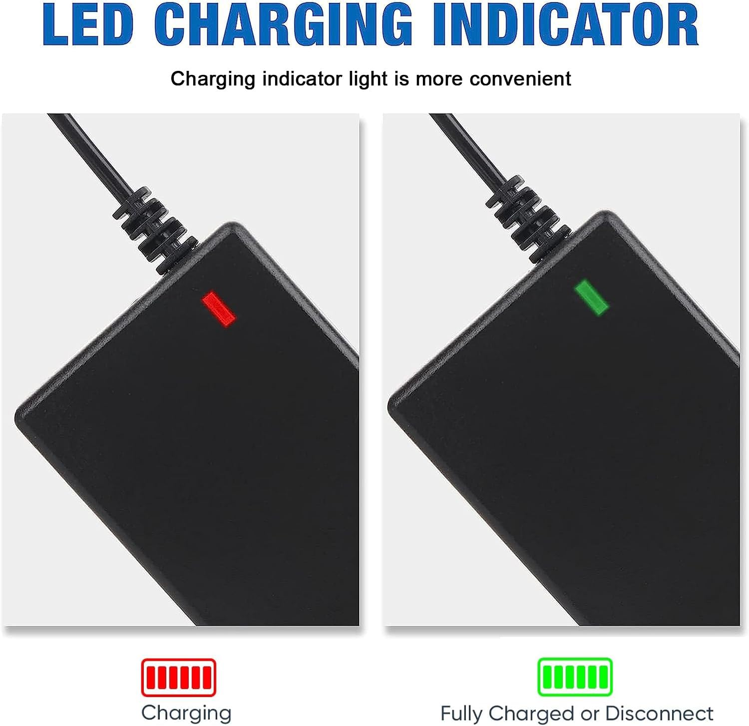 42V 2A Battery Charger for 36V Scooter Lithium Battery, Fast Supply Adaptor with 8mm 3 Prong Connector