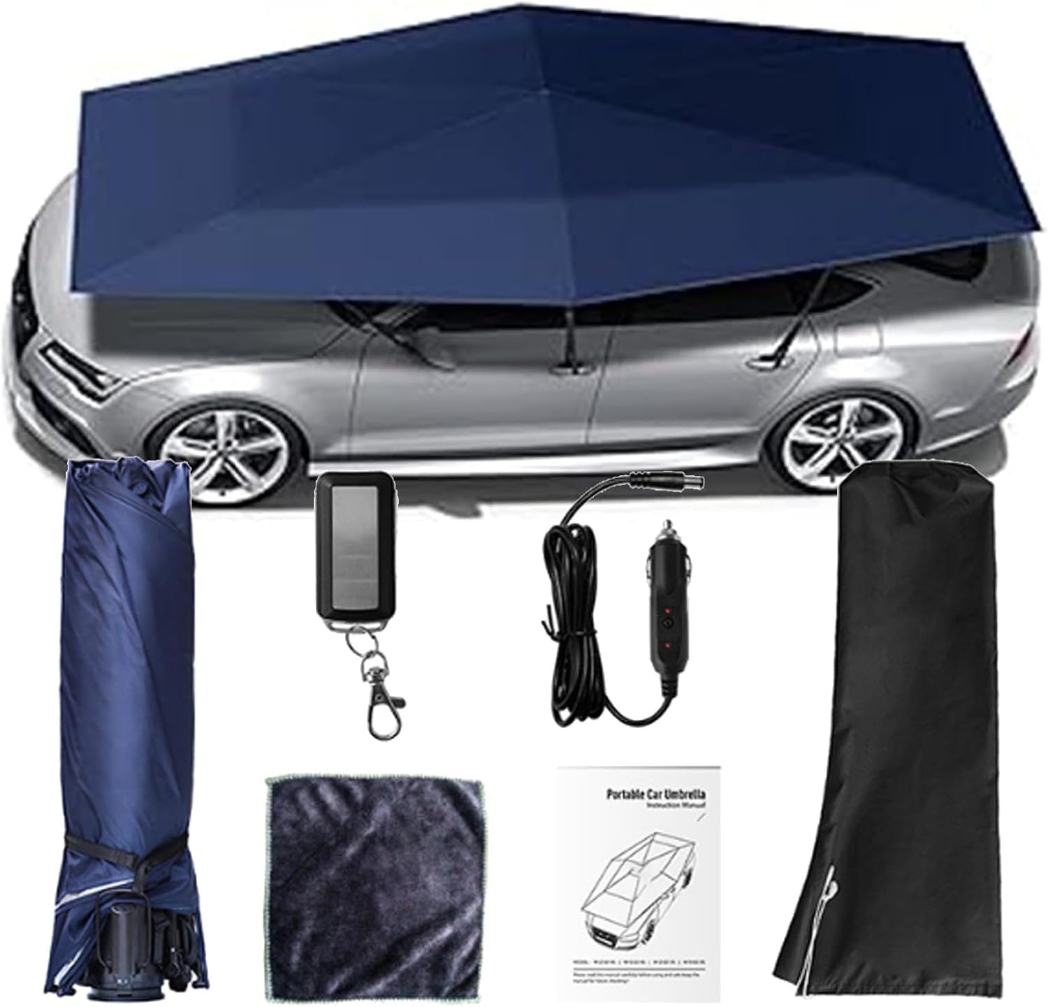 Suyaoquant Fully Automatic Remote Control Car Umbrella,4.2m 4.8m 5.2m Electric Universal Carport Sunshade,Portable Sun Protection Awning Cover With Remote,All-Weather Protection