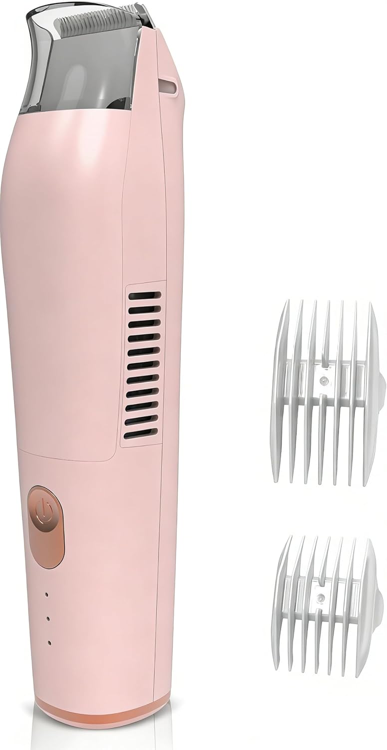 Vacuum Bikini Trimmer for Women, Painless Electric Razors for Silk Skin,Cordless Body Shaver for Trip,Replaceable Lady Facial Razor, IPX7 Waterproof, Ceramic Blade, Pink