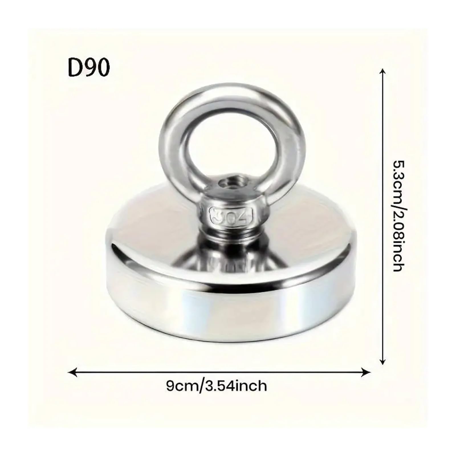 1 pezzo di magneti da pesca al neodimio super potenti, magnete in terre rare con forza di trazione, magnete in terre rare di grandi dimensioni e resistente for il recupero(D90)