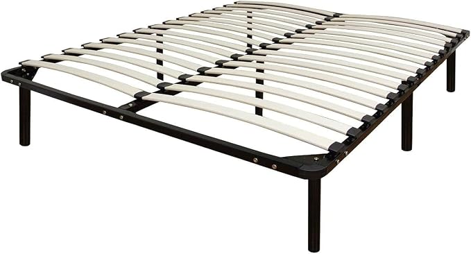 HOMEGENIE Europa Wood Slat Metal Platform Bed Frame 90x200 cm