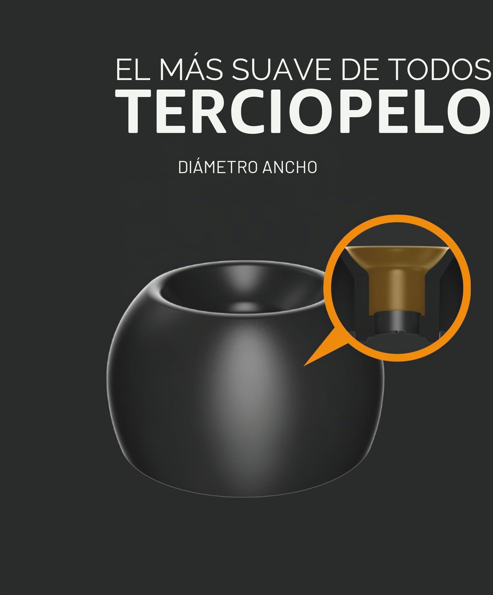 DIVINUS Almohadillas de Silicona de Terciopelo de Diámetro Ancho para Boquilla de 4 a 6 mm, Puntas de Auriculares IEM Reemplazables de Sonido Mejorada y Comodidad (5 Pares), Color Negro