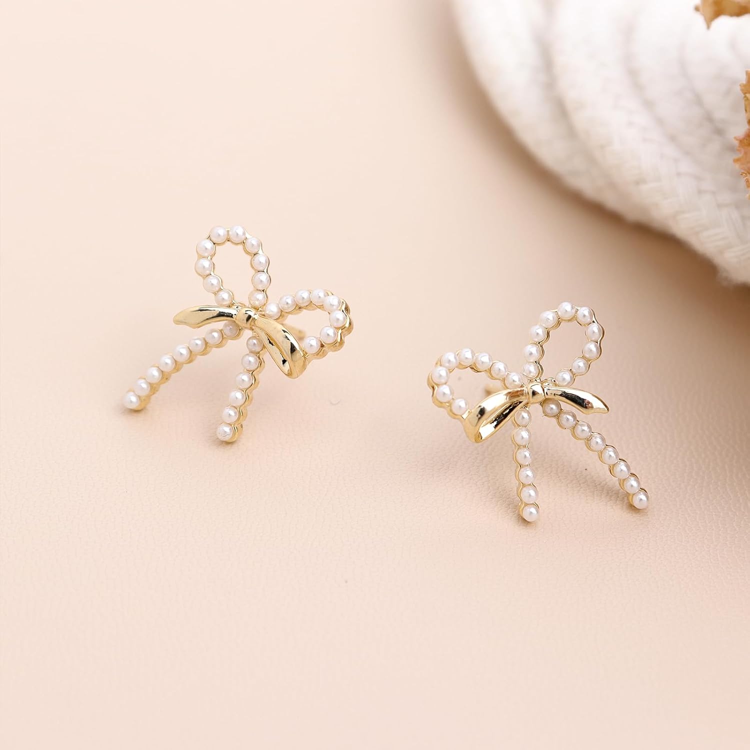 Jean Beau Bow Pearl Stud Earrings for Women, Trendy Dainty Earring Wedding Prom Christmas Fashion Accessories Jewelry Gift - Image 6