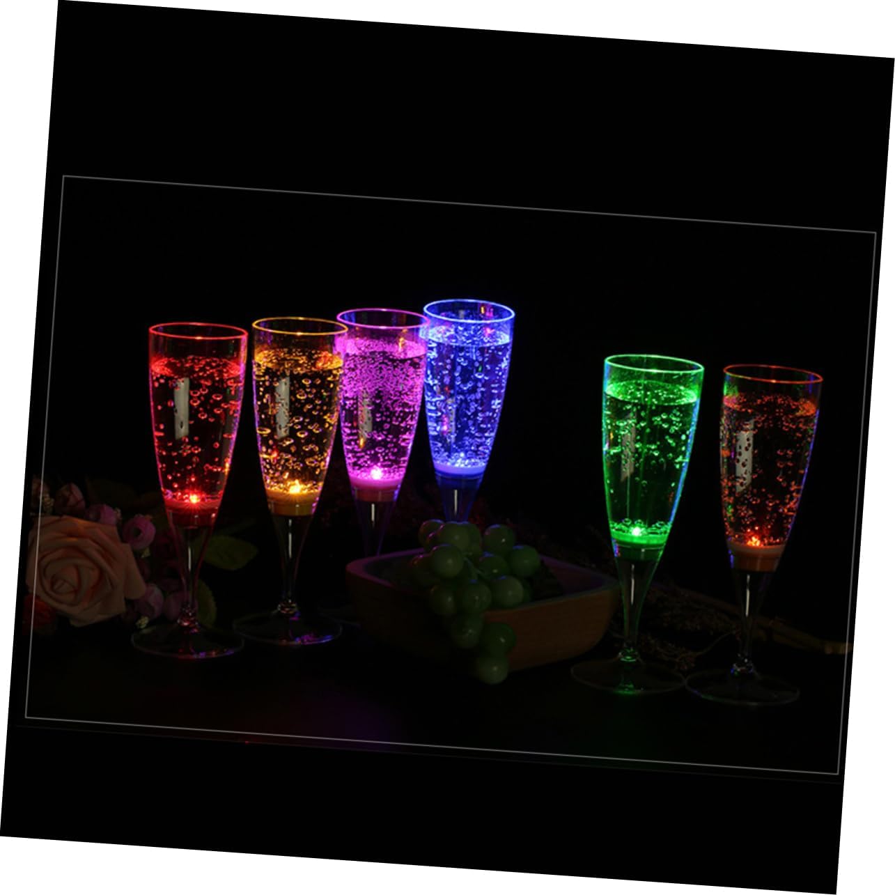 Mobestech 6pcs Led Wine Glasses Liquid Activated Plastic Cups Led Light up Drinking Glasses Festive Decor for Wedding Party