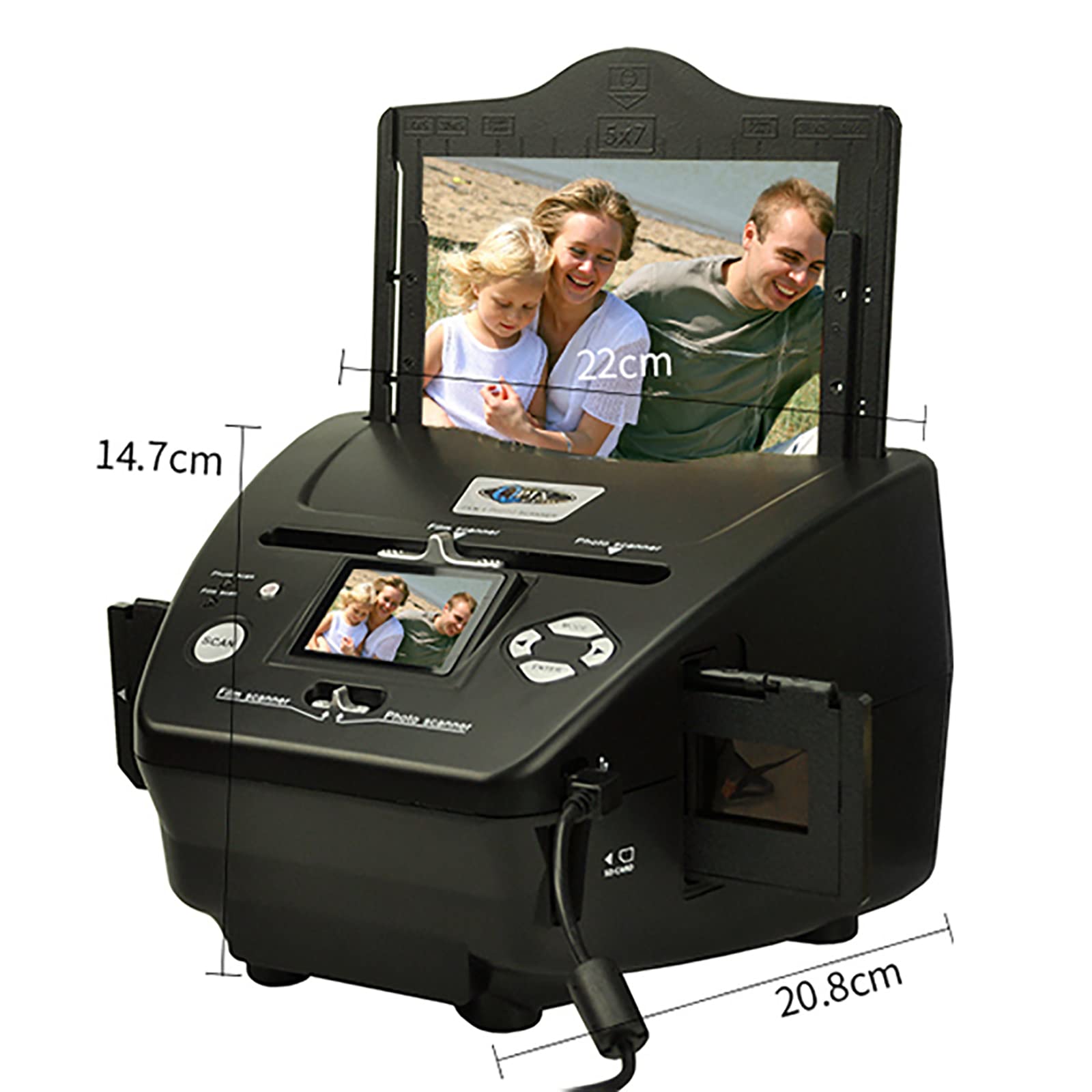 Visor de diapositivas/escáner de negativos, escáner de diapositivas de película, funciona con diferentes tipos de película y diapositivas, convierte diapositivas/negativos de 35 mm, 135, 110 y 1