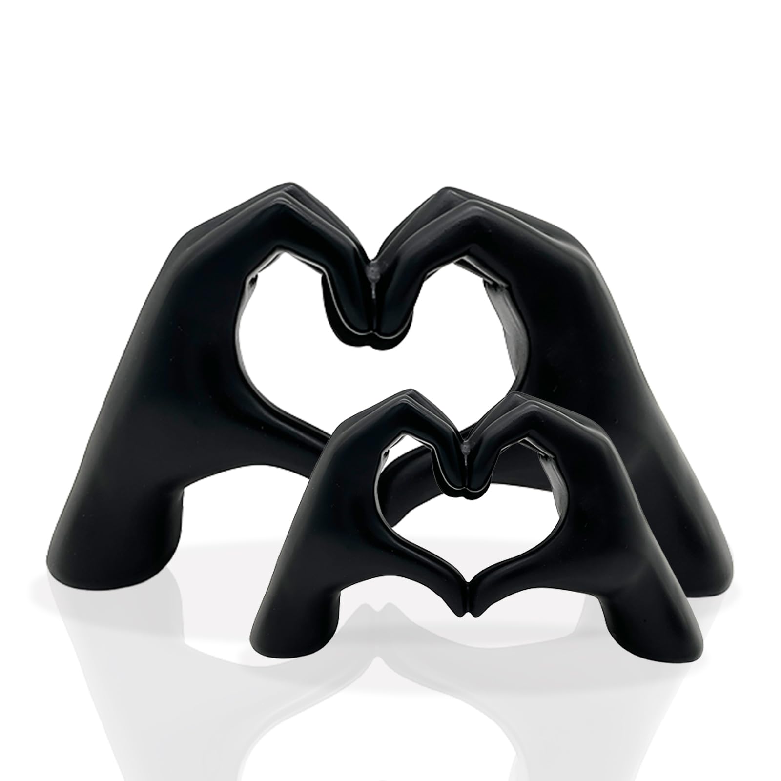 Huhote Black Heart Hands Sculpture Decor, Love Finger Statue Modern, Hand Love Gesture Sculpture, Heart Hands Statue Desktop Ornaments, Heart Finger Statue Room Decoration For Shelf (, 2 Pcs)
