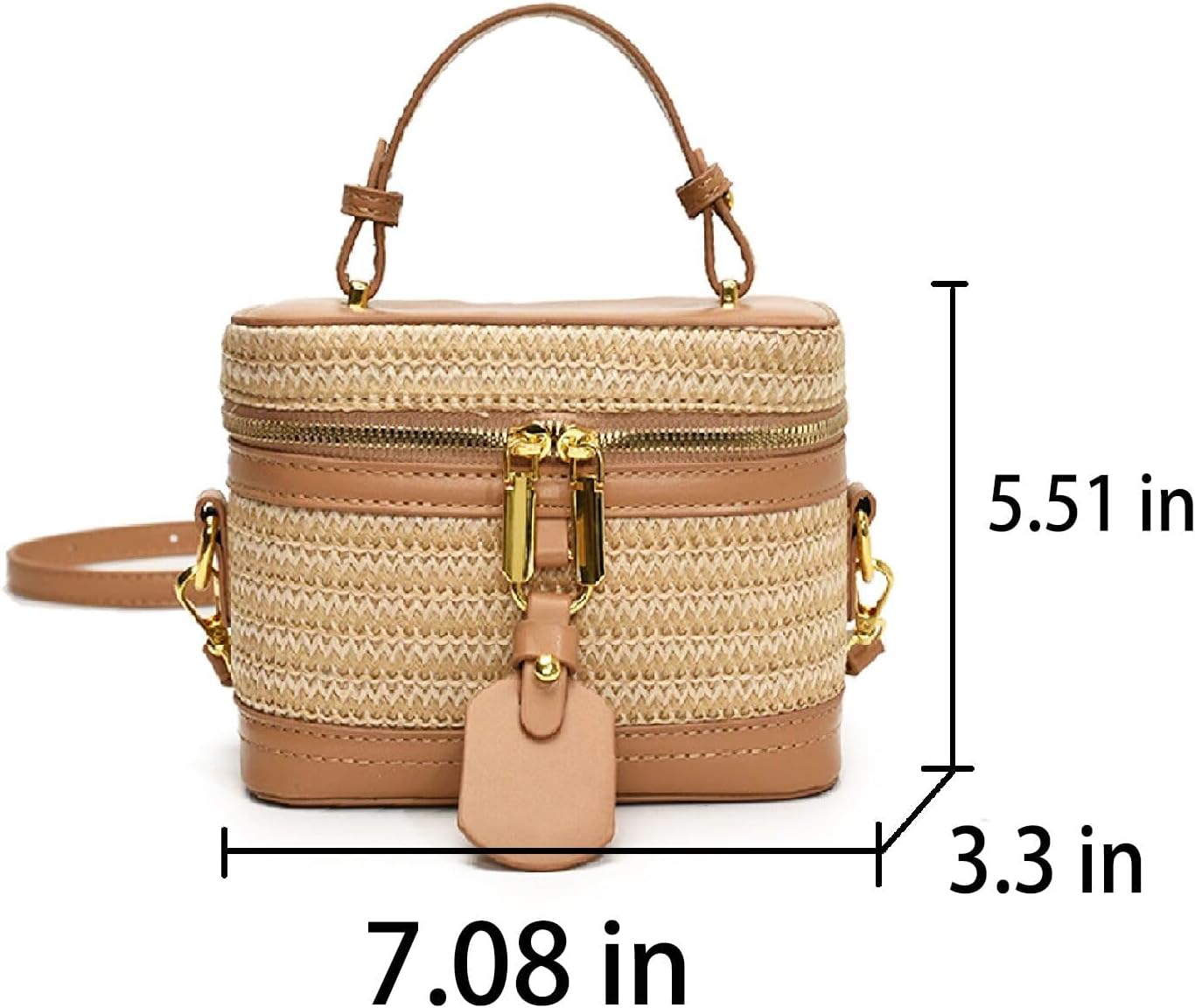 Summer Straw Crossbody Bags For Women Basket Purse Box Purse Bucket Bag Shoulder Straw Vacation Handbags