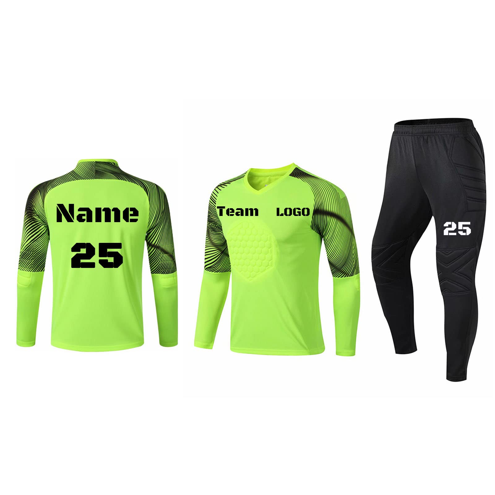 Maillot de Gardien de But de Football pour Enfants Adultes Maillots et Pantalons de Football personnalisés avec nom et numéro Logo de léquipe Kit de Football personnalisé