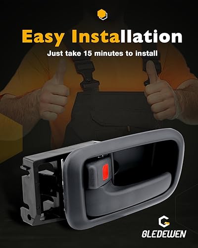 Miniatura 6 de Gledewen Manija de puerta interior con bisel, compatible con Toyota Tundra 2000-2006, gris oscuro, parte delantera interior izquierda del conductor