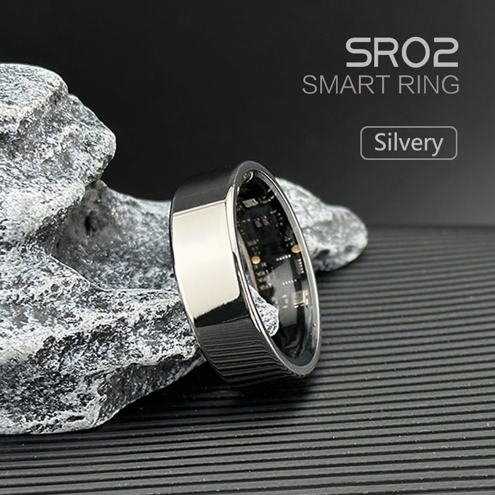 Générique Bague Intelligente en Argent, Tracker de santé, oxygène sanguin et Rythme Cardiaque, Anneau de Sommeil pour Hommes et Femmes - SR02 (Chargement magnétique, 10#)