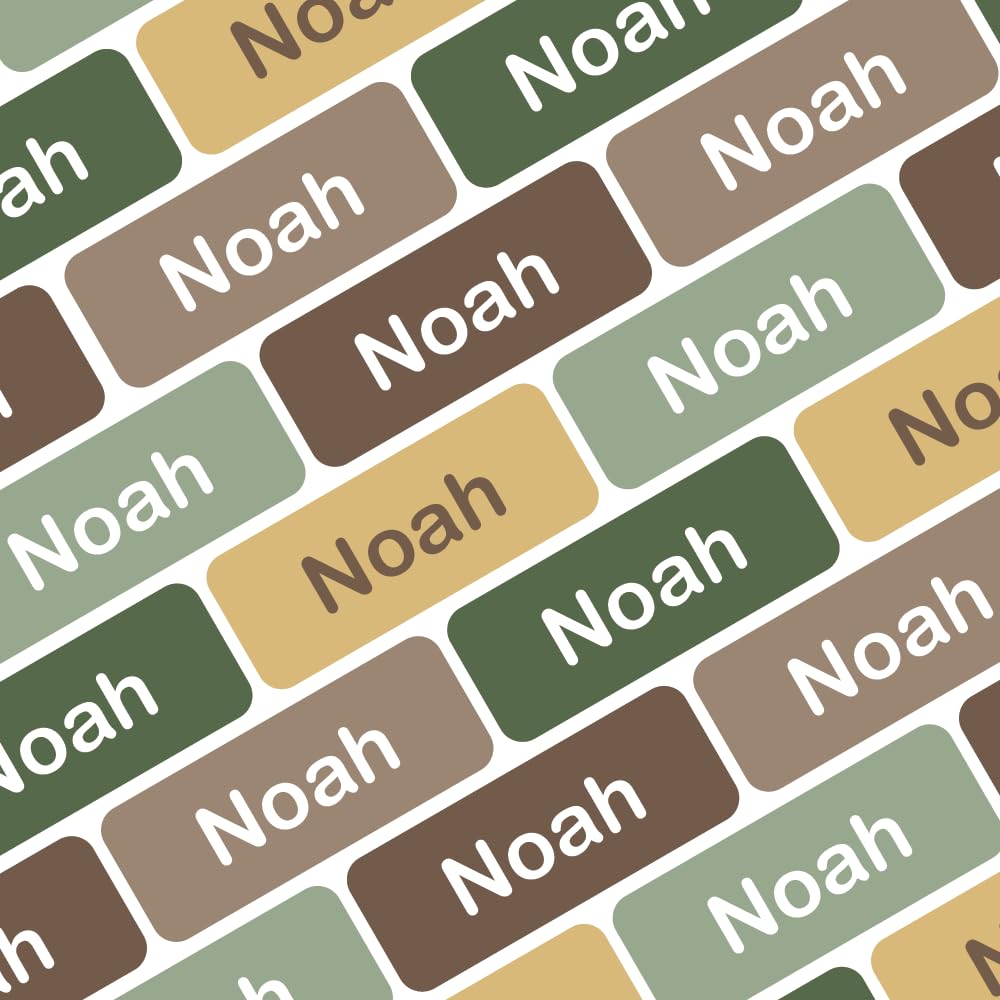 My Nametags® 175 Mini Name Stickers Pack | Personalised Small Labels for School Supplies Like Pens, Pencils, Markers & Other Stationery | Waterproof No-Iron Mini Tags for All Ages | Forest Colours