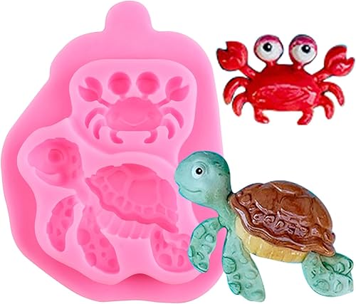 Miniatura 9 de ZiXiang Molde de silicona para pastel de temática marina, caballito de mar, tortuga, cangrejo, delfín, pulpo, fondant, para decoración de tartas de