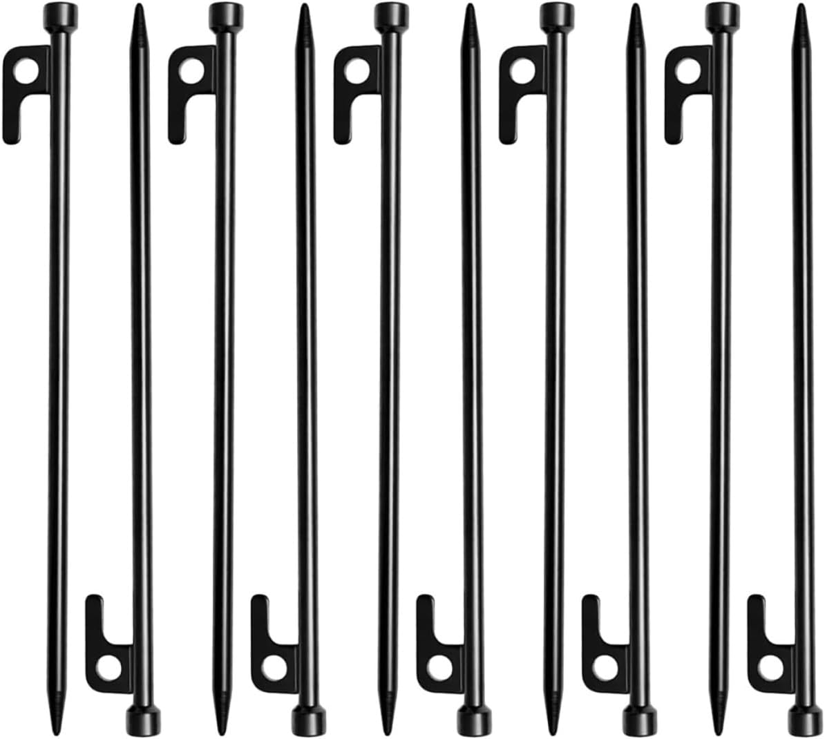 DOITOOL 10pcs Metal Tent Stakes Ground Fixing Pegs 25cm Heavy-Duty Multi-Function Outdoor Travel Tent Spikes for Camping Beach Shelter Anchors