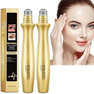 Retinol Eye Cream, 2Pcs Retinol Eye Serum with Roller Ball, Eye Cream for Dark Circles & Puffy Eyes, Eye Cream Anti Aging, Eye Cream for Lines and Wrinkles and Eye Lift, Under Eye Cream for Men&Women