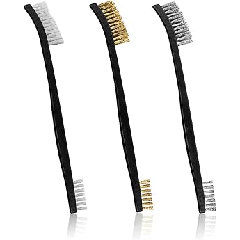 Wire Brush Small Set of 3 Mini Wire Brushes Steel Brush Brass Brush Nylon Small Metal Brush for Cleaning Dirt and Rust