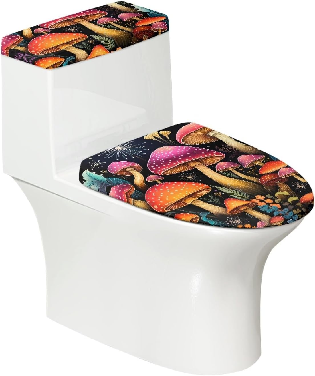GLENLCWE Brown Bear Toilet Lid Seat Cover Set Cute, Universal Fit for Standard Toilet Lids Tank Seats Cover Round Home Decorations