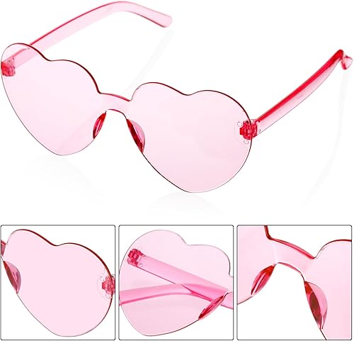 Miniatura 5 de Paquete de 2 sombreros de vaquera rosa con gafas de corazón, sombrero de princesa de vaquero de lentejuelas rosas con diseño de corona de tiara,