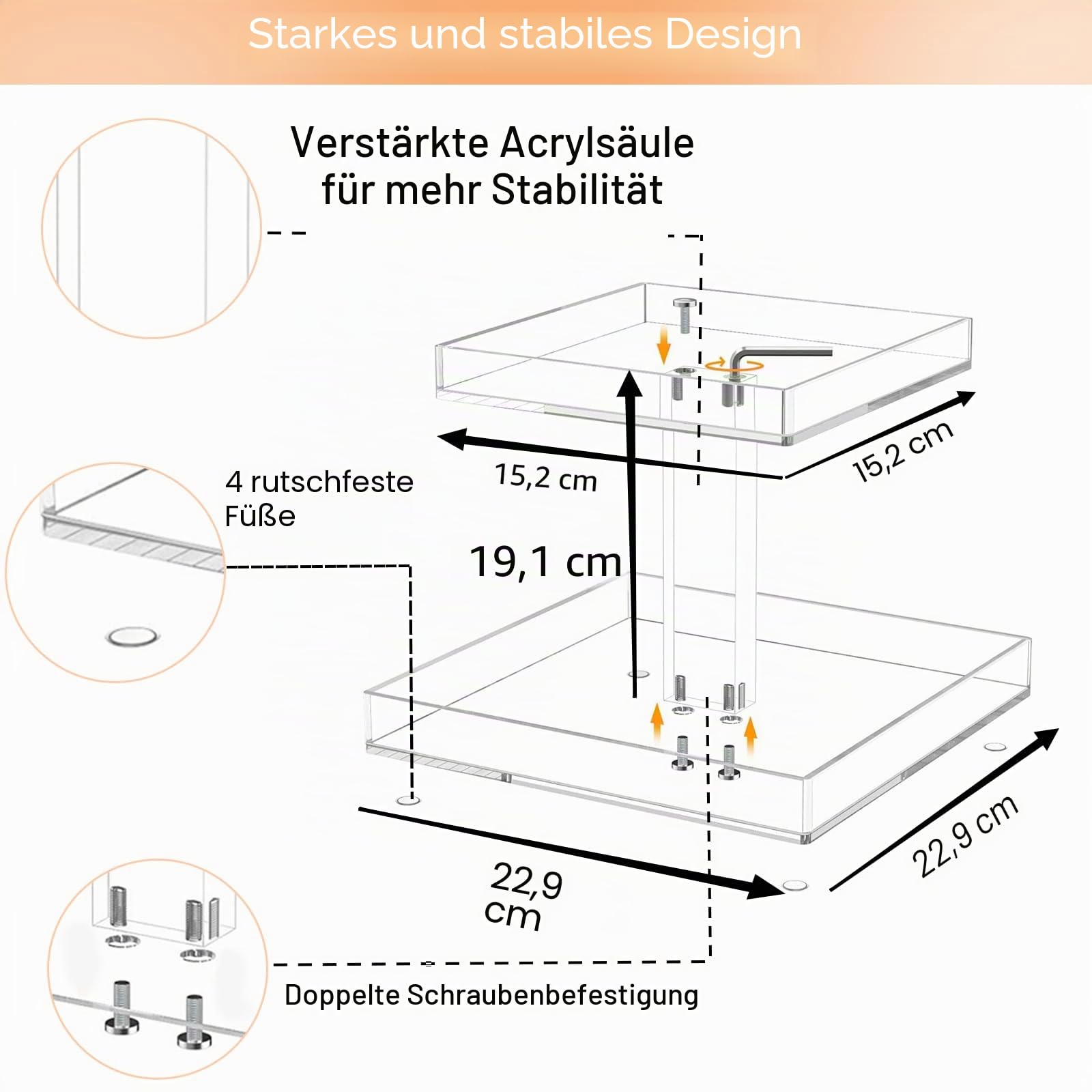 YAGELI Schwarzes Parfüm-Organizer-Tablett – Acryl, 2-stöckig, Badezimmer-Organizer, Schminktisch, Aufbewahrung, Regal, Halter für Kosmetik, Kommode, Tisch, Schrank, Küche (schwarz)