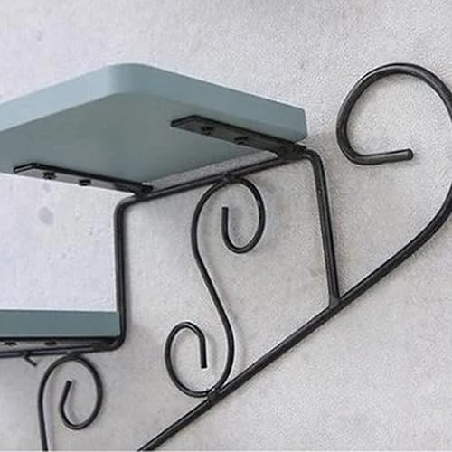 Miniatura 8 de ZRSWV Estante de madera montado en la pared de 3 niveles, estantes flotantes decorativos de pared, estante colgante de metal para dormitorio, sala