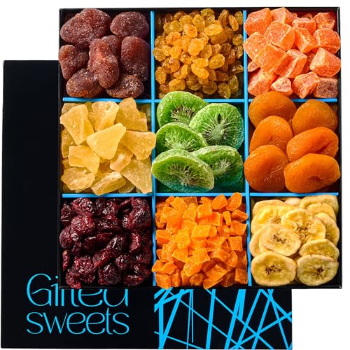 Easter Dried Fruit Platter - 9 Variety Fruit - Kosher Dried Fruit Gift Tray - Healthy Fruit Gift Basket - Dried Fruit and Assorted Nuts Gift For Men/Women - Gourmet Gift Box, Birthday, Easter, Get Well, Corporate Gifts, Snack Box