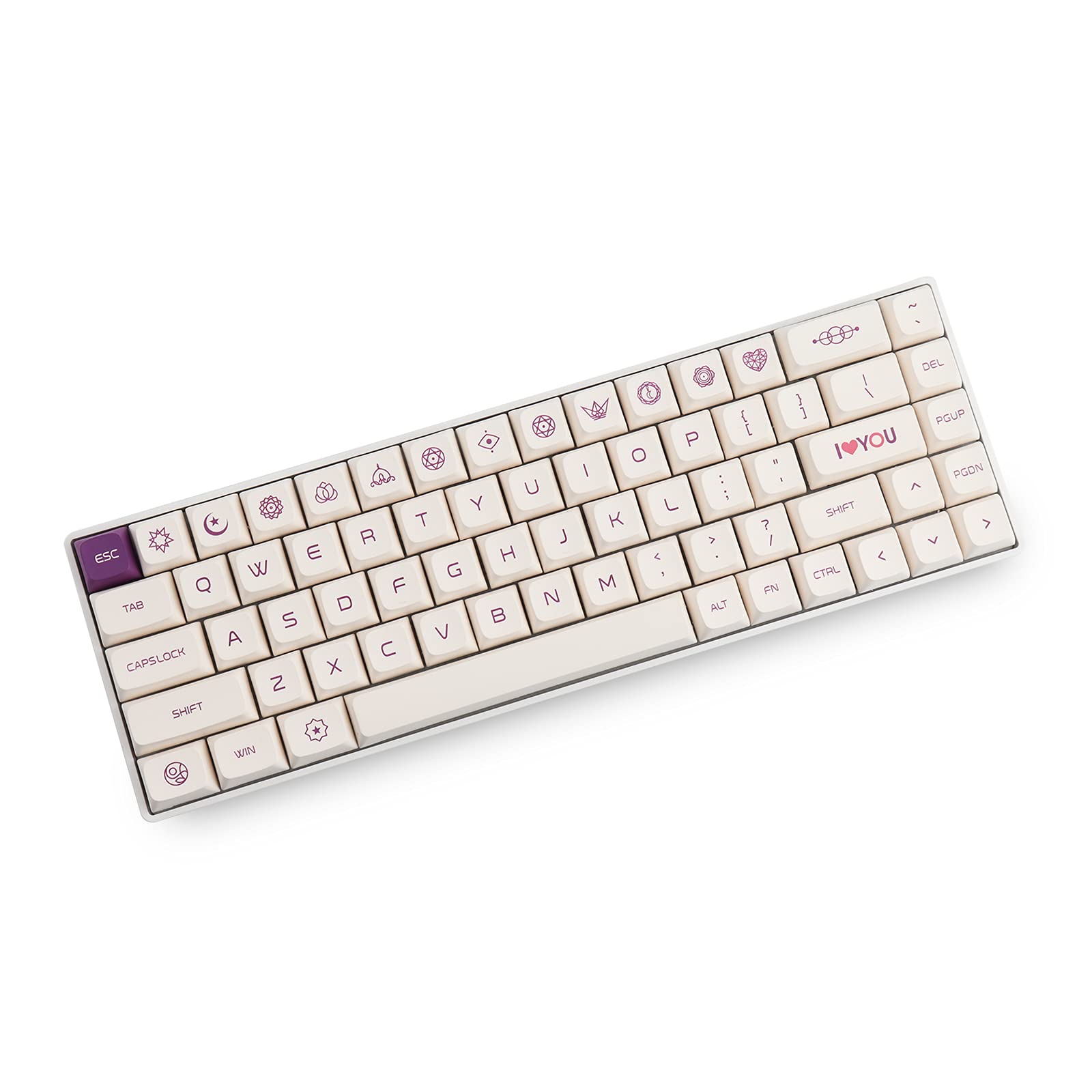 Keycaps, PBT Dye Sublimation keycaps 137 Touches Violet sur Cream Keycaps Profil XDA pour Clavier mécanique à commutateur MX