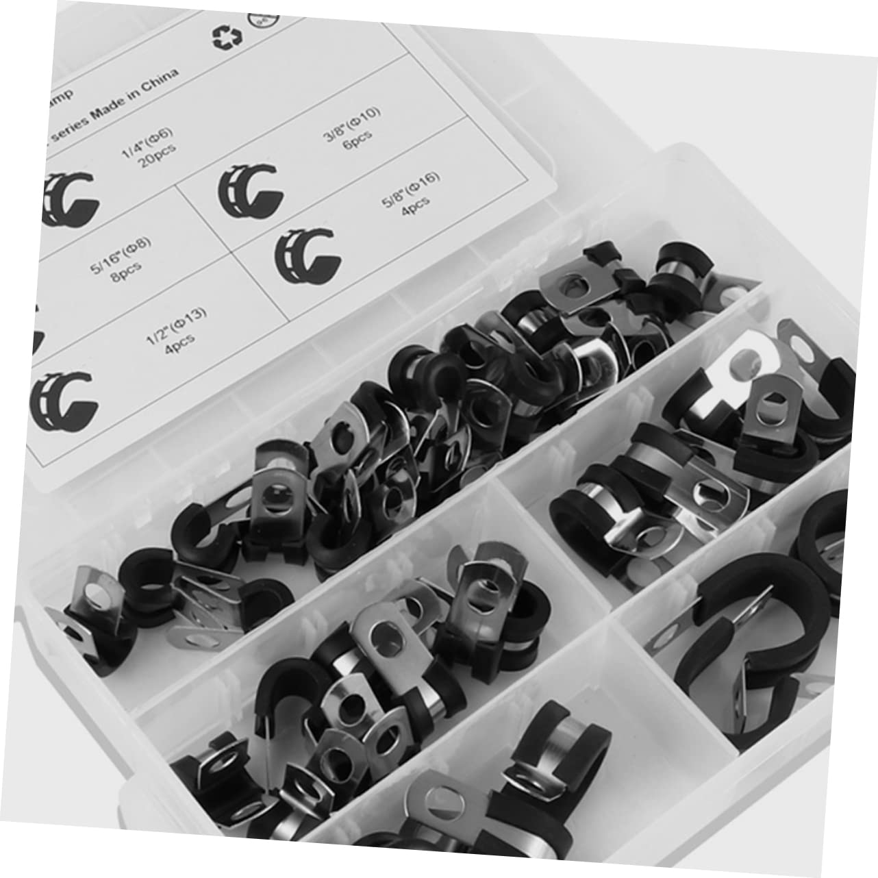 KICHOUSE 44pcs Thread Stand Stainless Steel Water Pipe Clamp Fastener Cushioned Cable Clamp Rubber Hose Clamp