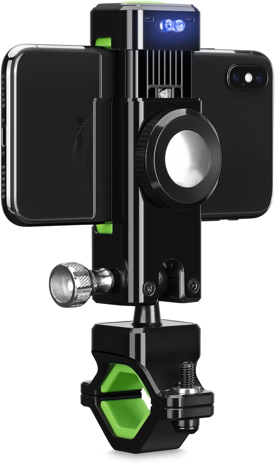 Bike Phone Mount with LED Light 360° Rotation Bicycle Phone Holder Fits iPhone X/6/7/8 Plus Samsung Galaxy S9 S8 Plus (3.0-6.5 Inch Phones) GPS or Other Devices Mountain Bikes and Motorcycle